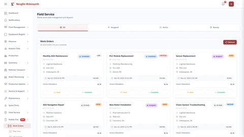 Illustrative preview (sample data, not verified outcomes): Mobile Field Service List View