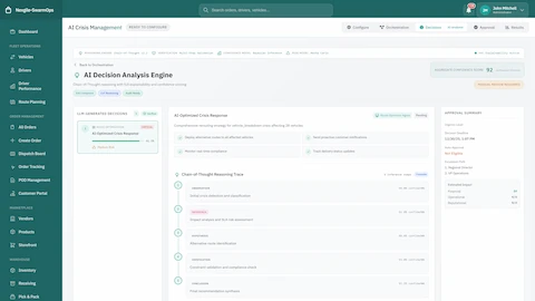 Illustrative preview (sample data, not verified outcomes): AI Decision Analysis Engine - Chain-of-thought reasoning trace showing observation, inference, hypothesis, verification, and conclusion steps with confidence scoring