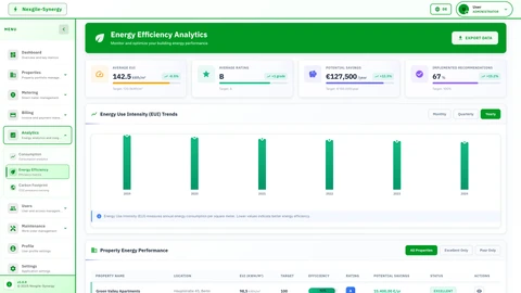 Illustrative preview (sample data, not verified outcomes): Nexgile-Synergy Grid Analytics - Efficiency Dashboard