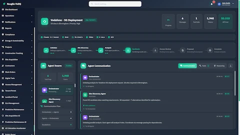 Illustrative preview (sample data, not verified outcomes): Live workflow orchestration showing agent swarm coordination, communication flow, and real-time multi-phase analysis progress