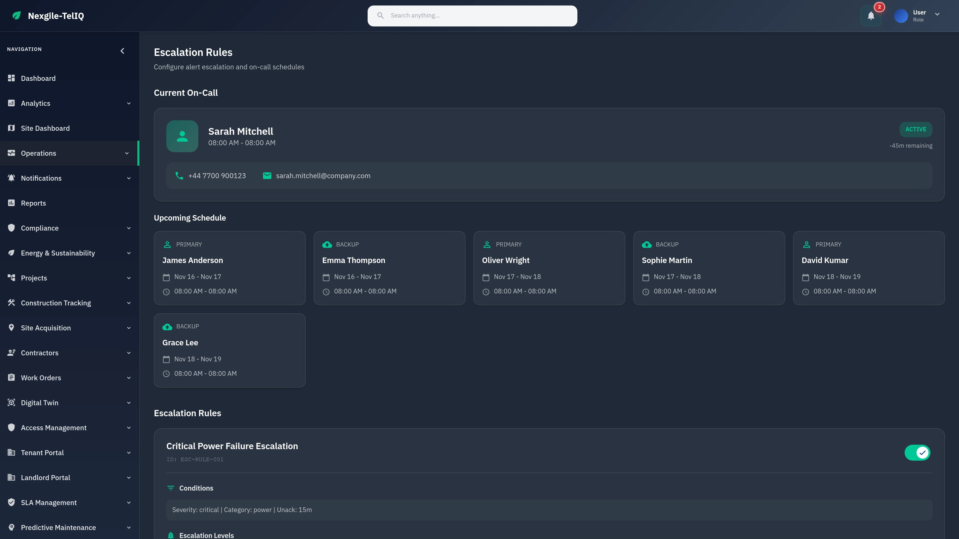 Illustrative preview (sample data, not verified outcomes): Operations Escalations Dashboard - Real-time alert management, incident tracking, and escalation workflows for centralized infrastructure monitoring