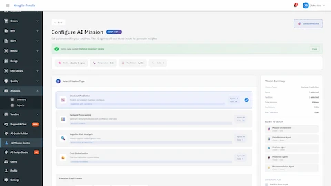 Illustrative preview (sample data, not verified outcomes): Supply Chain Dashboard - Real-time inventory monitoring and risk indicators