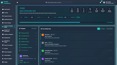 Illustrative preview (sample data, not verified outcomes): Agent Orchestration Hub - Real-time multi-agent execution with live activity feed, progress tracking, and system metrics