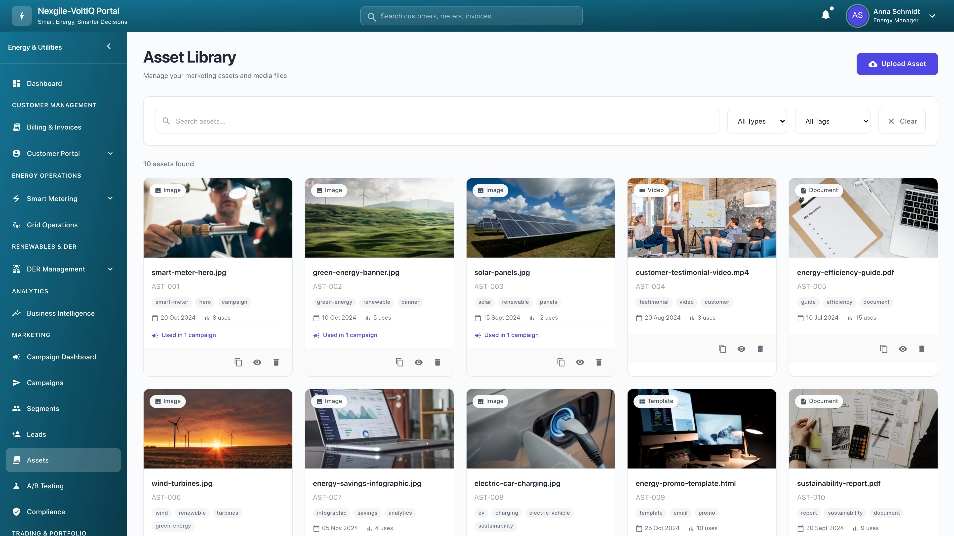 Illustrative preview (sample data, not verified outcomes): Nexgile-VoltIQ Grid Portal Overview