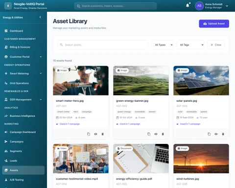 Illustrative preview (sample data, not verified outcomes): Nexgile-VoltIQ Grid Portal Overview
