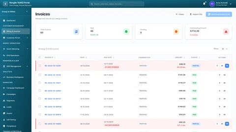 Illustrative preview (sample data, not verified outcomes): Billing and Invoices Management Interface